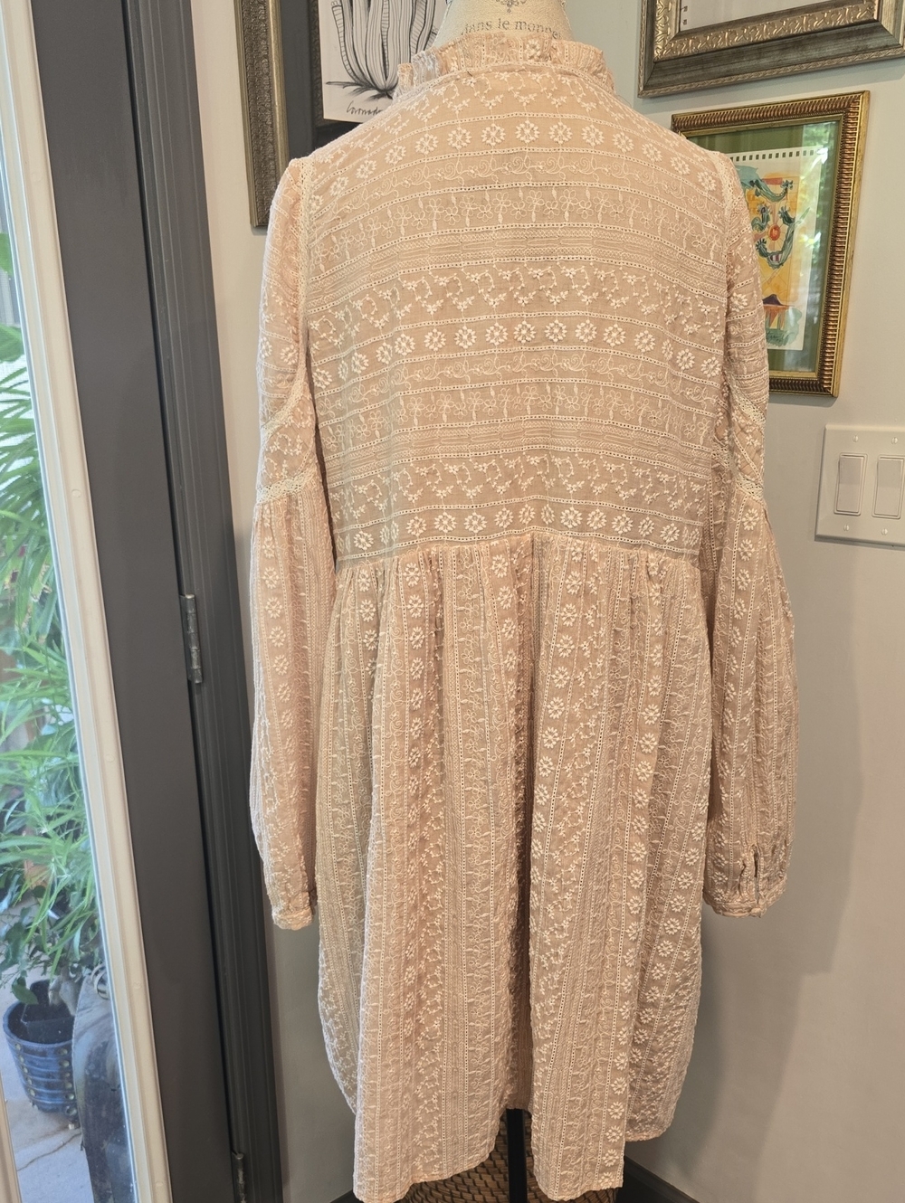 Impressions Beige Embroidered Mini Dress - Picture 10 of 11